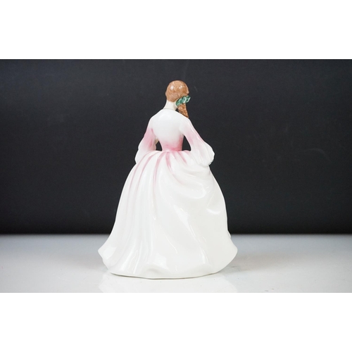 27 - 3 Royal Doulton figures - HN3303 Tender Moments, HN3360 Katie, HN3369 Hannah; with a Royal Worcester... 