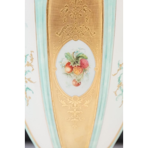 3 - Early 20th Century Royal Worcester pedestal vase with painted enamel panels depicting fruit and foli... 