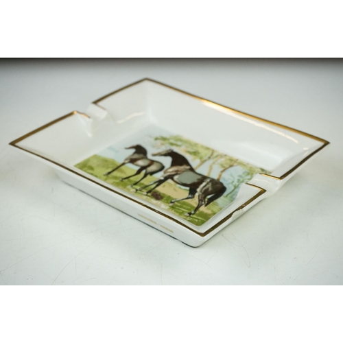 4 - Hermes, Paris - A pair of porcelain ashtrays, of rectangular form, decorated with with horse & foal ... 