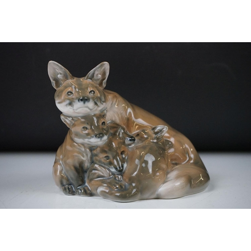 5 - Royal Copenhagen porcelain model of a Vixen with cubs, no. 1788 (approx 10.5cm high, chip to ear); p... 