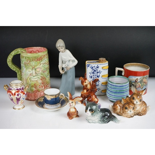 53 - Mixed ceramics to include 4 x Goebel animal figures / figure groups, early 19th century Crown derby ... 