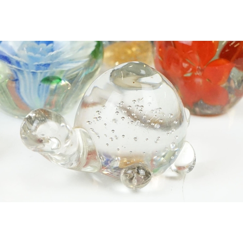 54 - Collection of 20 various sized glass paperweights, some Millefiori.