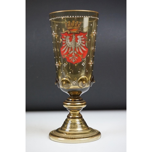 6 - Late 19th Century German-Austrian glass vase & cover, the knopped cover with gilt & enamel decoratio... 