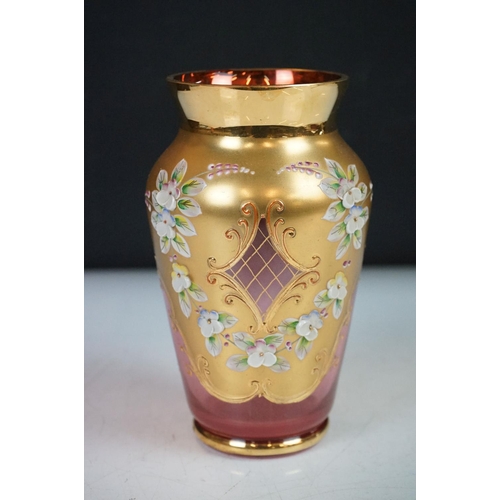 74 - Group of mixed glassware to include a pair of double gourd lattice vases (approx 26.5cm high), pair ... 