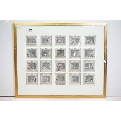 377 - George Cruikshank - Set of Twenty small Black and White Engravings of a Punch & Judy Show, each imag... 