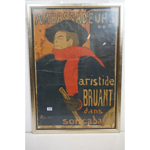 378 - Toulouse-Lautrec, vintage poster, ' Ambassadeurs aristide bruant dans son cabaret ', museum in Amste... 