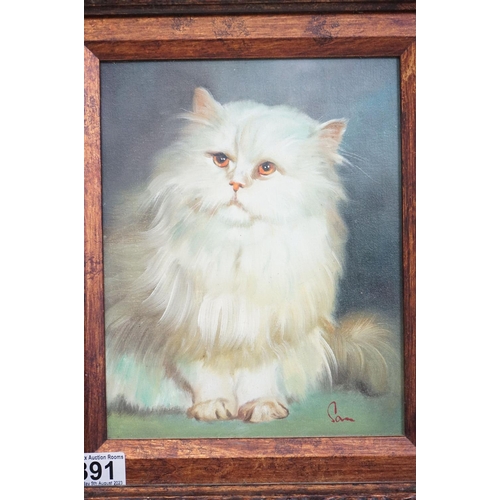 391 - Study of a cat, oil on board, indistinctly signed lower right, 24 x 19cm, framed