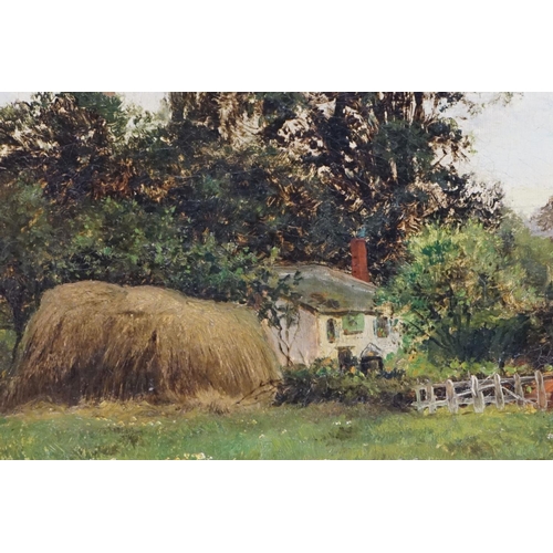 406 - Daniel Sherrin (1869 - 1940), ' No. 6 ', countryside river scene with bridge and cottage, oil on can... 