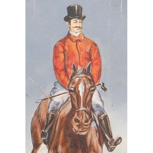 412 - Max Hutchinson, horse and rider at a hunt, oil on canvas, 41 x 30.5cm, framed