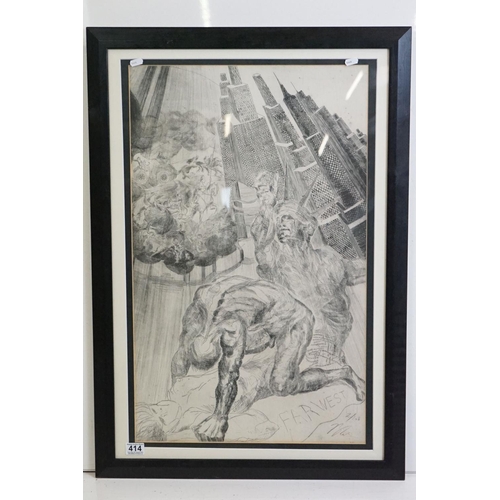 414 - Signed Limited Edition Print of a Fantasy Drawing of New York and the Statue of Liberty titled Far W... 