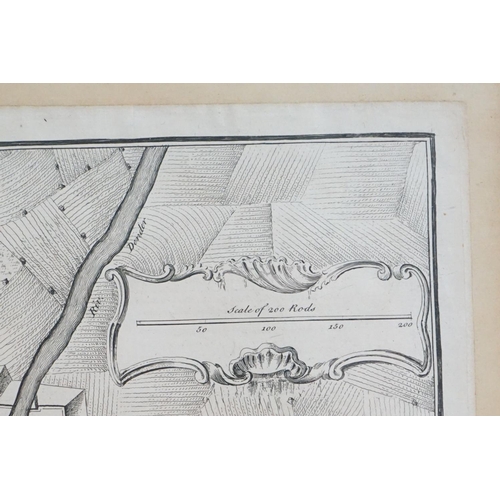 416 - 18th century James Basire 1730/1802, an engraved map of the Belgian town in Brabant inscribed, taken... 