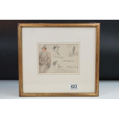 423 - Marquees of Sligo, a watercolour and pencil portrait, character portrait sketch dated 1923 inscribed... 