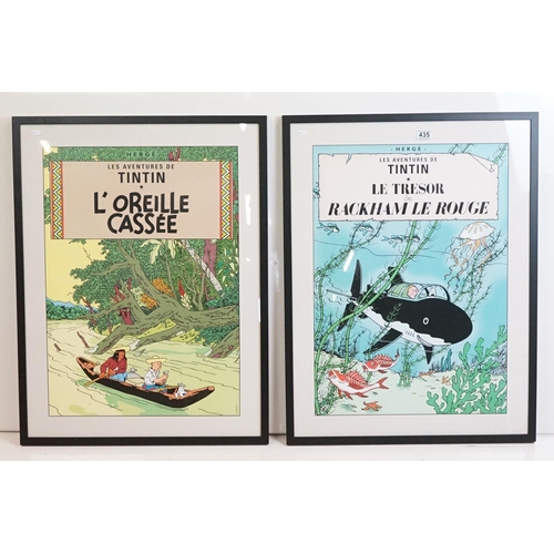 435 - Two Herge ' Les Aventures de Tintin ' Poster Prints including Red Rackham’s Treasure and The Broken ... 