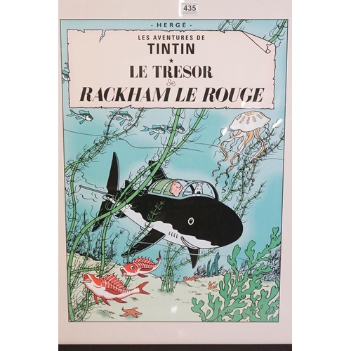 435 - Two Herge ' Les Aventures de Tintin ' Poster Prints including Red Rackham’s Treasure and The Broken ... 