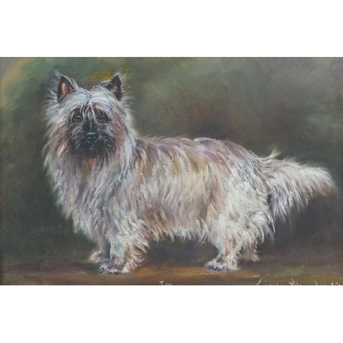 437 - Carolyn Alexander (b.1948) Two Oil Paintings on Board of Terrier Dogs, one named Ivy, both signed an... 