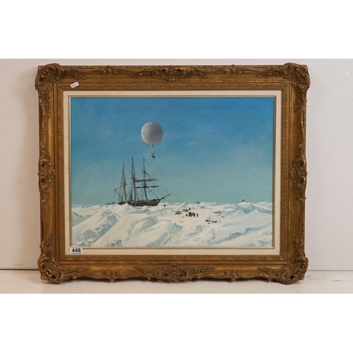 448 - John Hamiton (20th century) Oil on Board of Ernest Shackleton's Sailing Ship Endurance caught amongs... 