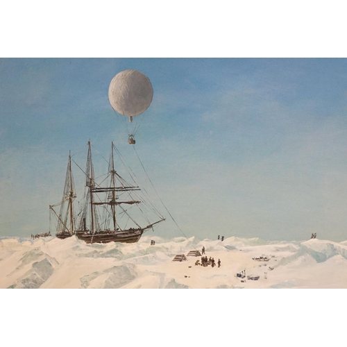 448 - John Hamiton (20th century) Oil on Board of Ernest Shackleton's Sailing Ship Endurance caught amongs... 