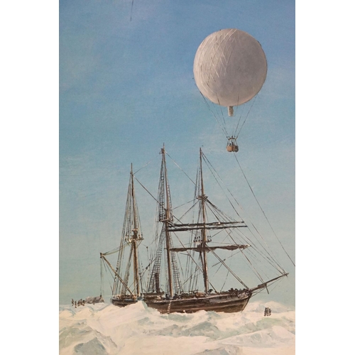 448 - John Hamiton (20th century) Oil on Board of Ernest Shackleton's Sailing Ship Endurance caught amongs... 