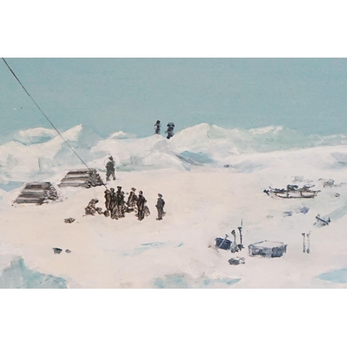 448 - John Hamiton (20th century) Oil on Board of Ernest Shackleton's Sailing Ship Endurance caught amongs... 