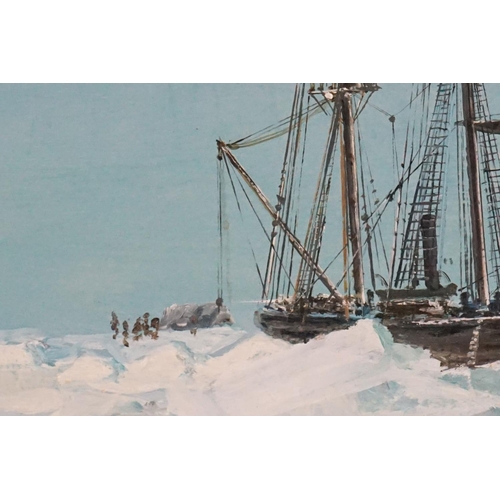 448 - John Hamiton (20th century) Oil on Board of Ernest Shackleton's Sailing Ship Endurance caught amongs... 