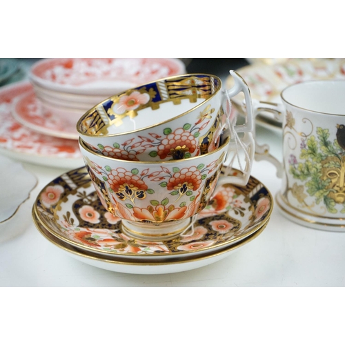 81 - 19th century onwards tea ware to include 2 x early 19th century Crown Derby Imari pattern teacups & ... 