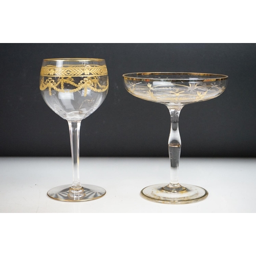 90 - 19th century onwards mixed glassware, 10 pieces, to include a Bohemian cranberry flash wine glass (1... 