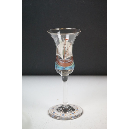 90 - 19th century onwards mixed glassware, 10 pieces, to include a Bohemian cranberry flash wine glass (1... 