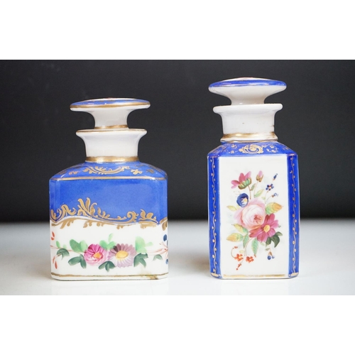 99 - Collection of 14 Continental porcelain perfume bottles & stopper, 19th century onwards, the bottles ... 