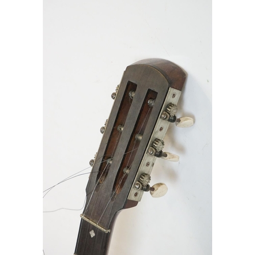 346 - A vintage Banjo, mother of pearl inlay, complete with case.