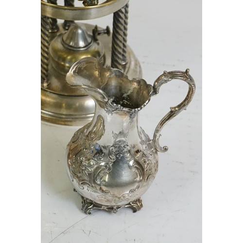 348 - A collection of mixed silver plate to include teapots, goblets, sugar bowl, coffee / water pot, egg ... 