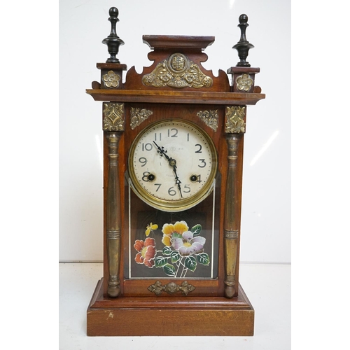 354 - A collection of six wooden cased mantle clocks contained within two boxes.