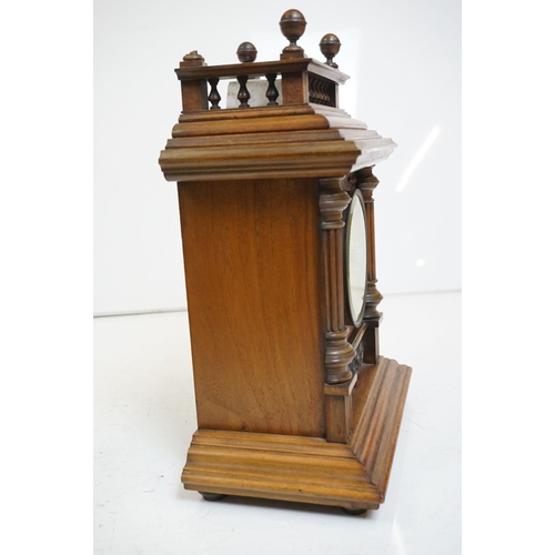 354 - A collection of six wooden cased mantle clocks contained within two boxes.