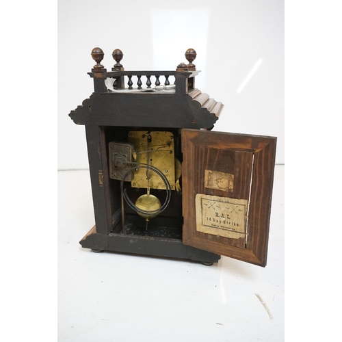 354 - A collection of six wooden cased mantle clocks contained within two boxes.