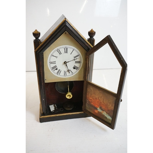 354 - A collection of six wooden cased mantle clocks contained within two boxes.