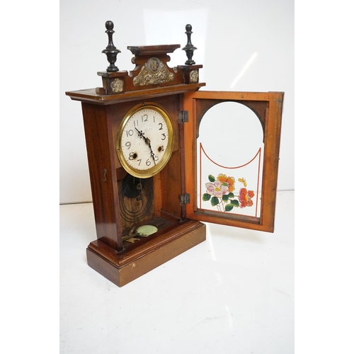 354 - A collection of six wooden cased mantle clocks contained within two boxes.