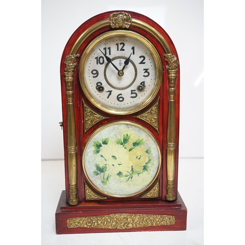 354 - A collection of six wooden cased mantle clocks contained within two boxes.