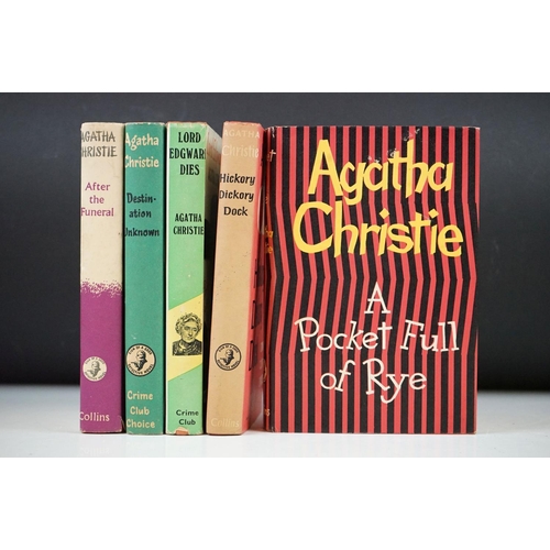 367 - A collection of five Agatha Christie hardback books, all complete with Dust Jackets, to include Afte... 