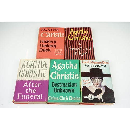 367 - A collection of five Agatha Christie hardback books, all complete with Dust Jackets, to include Afte... 