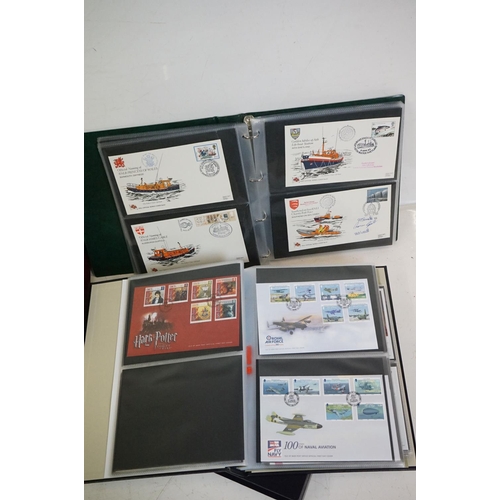 368 - A large collection of First Day Covers contained within four albums to include many railway & RNLI e... 