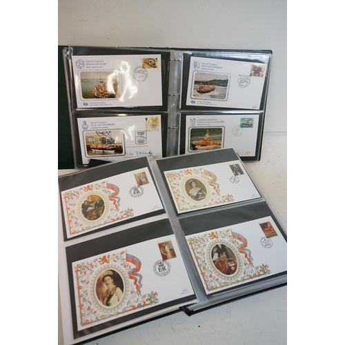 368 - A large collection of First Day Covers contained within four albums to include many railway & RNLI e... 