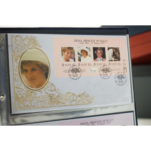 369 - A large collection of First Day Covers contained within four albums to include Princess Diana, Titan... 