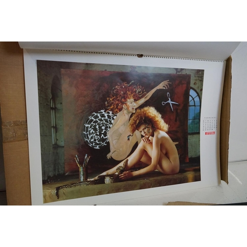 372 - A small selection of wall hanging calendars with erotic images to include a Pirelli example.