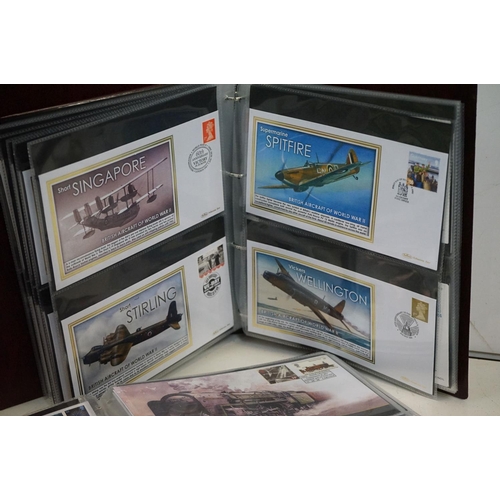 374 - A large collection of First Day Covers contained within fifteen albums to include WW2 aircraft and R... 