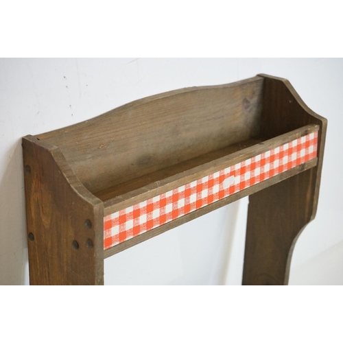 472 - Wooden Hanging Shelf and Rack with five peg hooks, 42cm wide x 46cm high