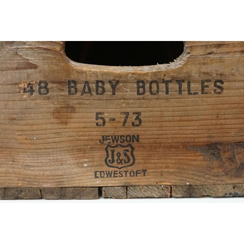 473 - Early to Mid century Pine Baby Bottle Lidded Crate, stamped to sides ' 48 Baby Bottles, 5 - 73, Jews... 