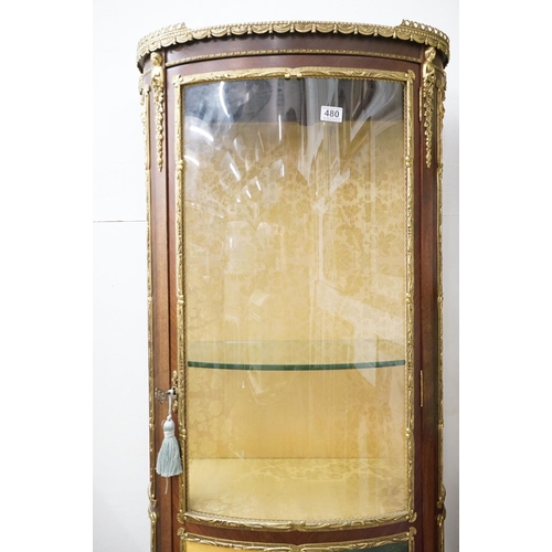 480 - French Louis XV Revival Gilt Metal Mounted Vitrine Display Cabinet with Vernis Martin style panels, ... 