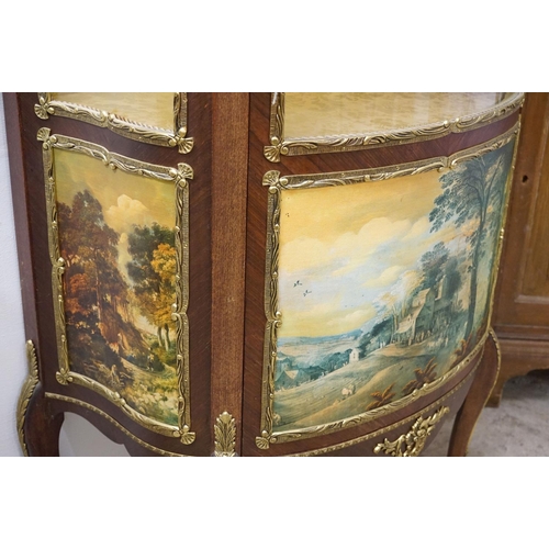 480 - French Louis XV Revival Gilt Metal Mounted Vitrine Display Cabinet with Vernis Martin style panels, ... 