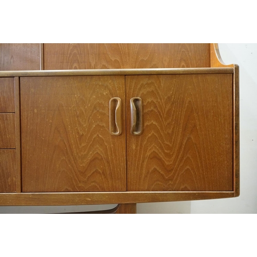 481 - Mid century G-Plan ' Fresco ' Teak Highboard, the upper section comprising a shelf flanked by a cock... 