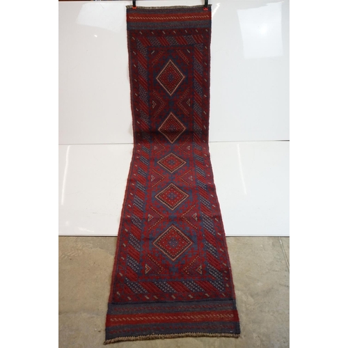 482 - Woollen Hand Knotted Meshwani Runner Rug, 246cm x 60cm