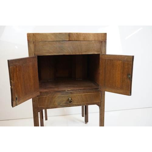 491 - George III Mahogany Washstand, the square top opening to a lift-up mirror and recesses for a wash se... 